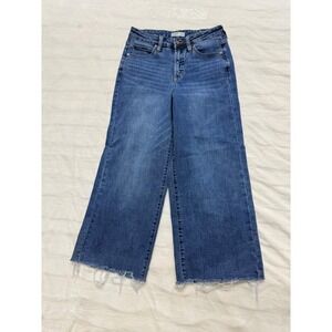 OAT New York Wide Leg Cropped Jeans Distressed Raw Hem Denim Women Size 4/27